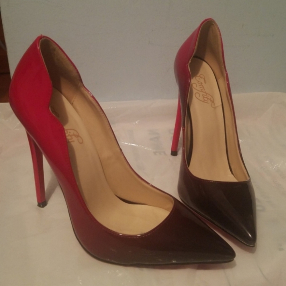 Comfity Red & Black Pump Shoes Size 7 - Picture 8 of 8
